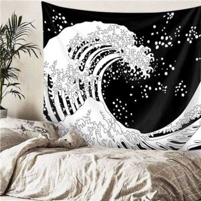 tapiz gran ola en blanco y negro 1