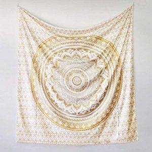 tapiz mandala de algodon dorado 1